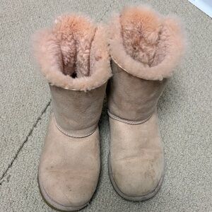 Girls UGG Pink Shearling Boots with Bows